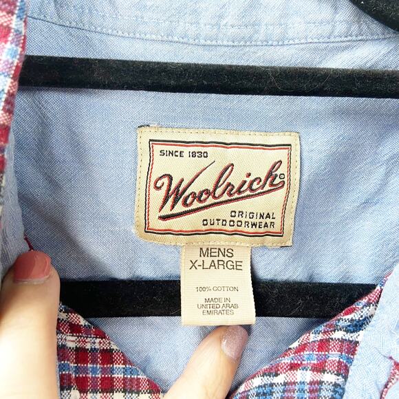 Woolrich XL Mens Red Plaid Button-front Shirt - Picture 2 of 5